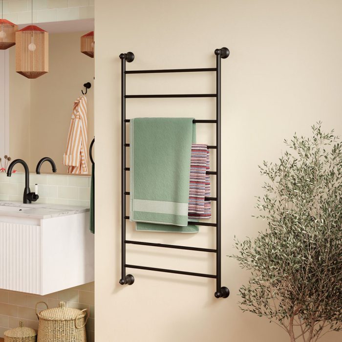 LILLIAN Heated Towel Rail 60120 Matte Black (9 Bars) 600x1208x95mm