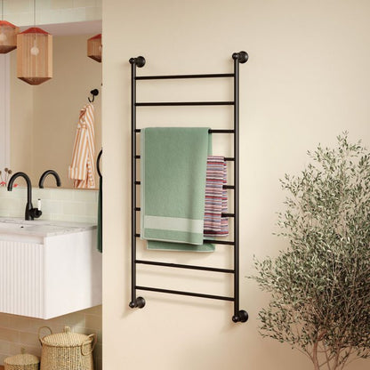 LILLIAN Heated Towel Rail 60120 Matte Black (9 Bars) 600x1208x95mm