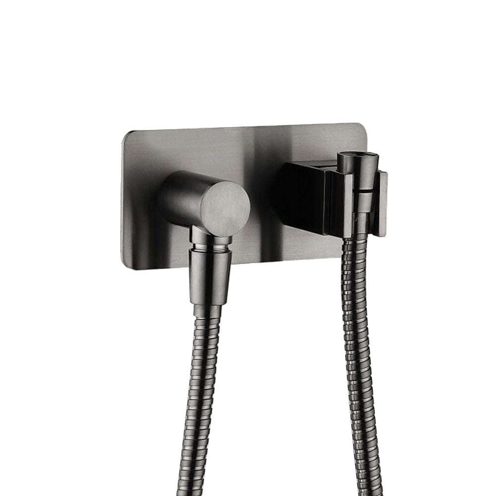 Soft Square Hand Shower Bracket with Hose Gun Metal