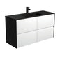 MONTANA AMATO 1200 Matte White Vanity with Matte Black Panels Wall Hung 1TH
