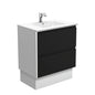 DOLCE AMATO 750 Matte Black Vanity with Matte White Panels and Kick 1TH