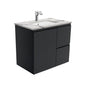 Sarah Calacatta Marble Undermount 750 Fingerpull Satin Black Wall-Hung Vanity