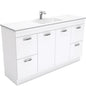 VANESSA Poly Marble 1500 UNI Cab on Kick with Solid Doors Single Bowl 1TH
