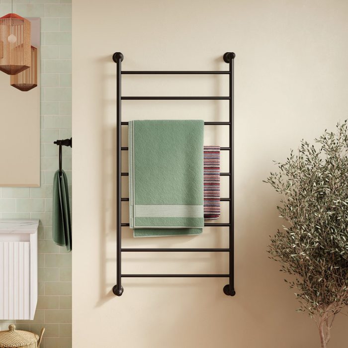 LILLIAN Heated Towel Rail 60120 Matte Black (9 Bars) 600x1208x95mm