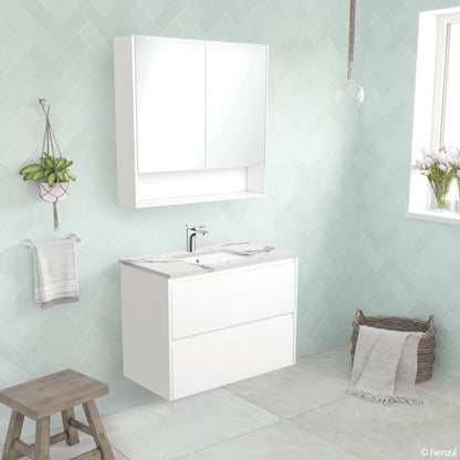 SARAH CALACATTA MARBLE AMATO 900 Satin White Vanity Wall Hung 1TH