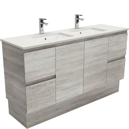 Sarah Roman Sand Undermount Double Bowl 1500 Edge Industrial Vanity on Kick