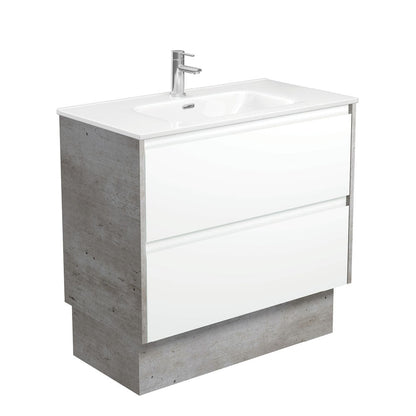 JOLI AMATO 900 Matte White Vanity with INDUSTRIAL Panels and Kick 1TH