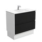 VANESSA AMATO 900 Matte Black Vanity with Matte White Panels and Kick 1TH