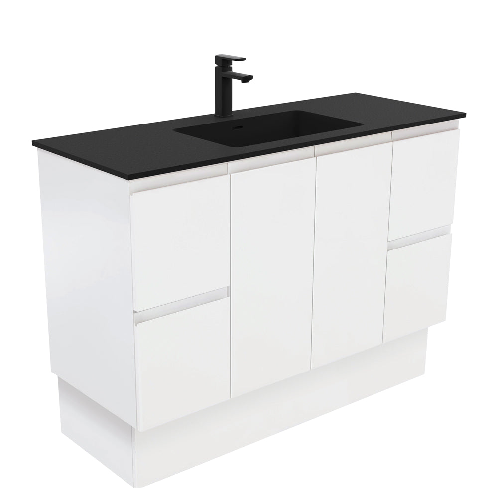 MONTANA Solid Surface 1200 Fingerpull Matte White Cab on Kick 1TH