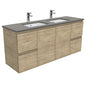 SARAH DOVE GREY 1500 Edge SCANDI OAK Wall Hung Cab Double Bowl 1TH