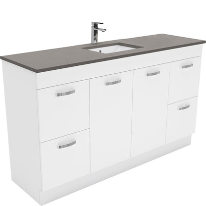 Sarah Dove Grey Undermount Single Bowl 1500 UniCab Vanity on Kick