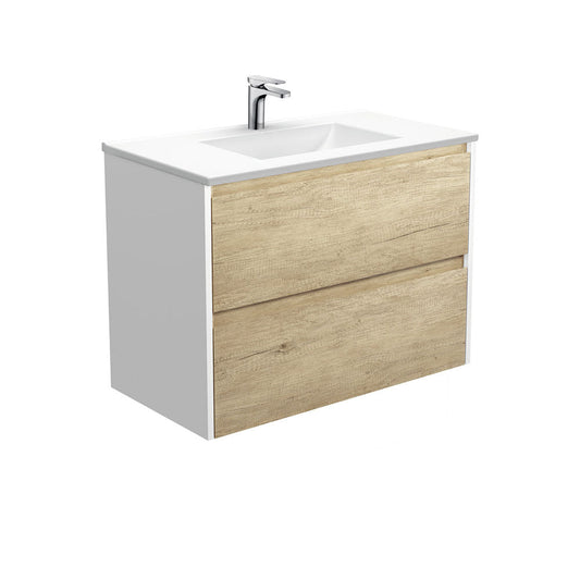 VANESSA AMATO 900 SCANDI OAK Vanity with Matte White Panels Wall Hung 1TH
