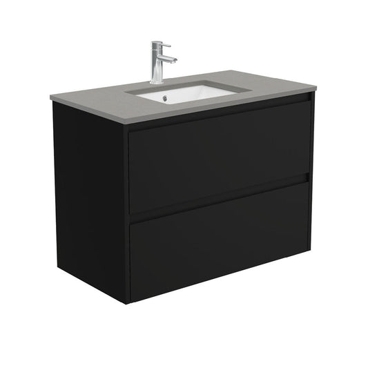 SARAH DOVE GREY AMATO 900 Satin Black Vanity Wall Hung 1TH