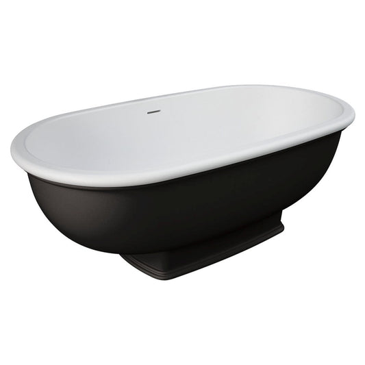 WASHINGTON Matte Black Stone Bath 1560 x 810 x 545 mm with Overflow