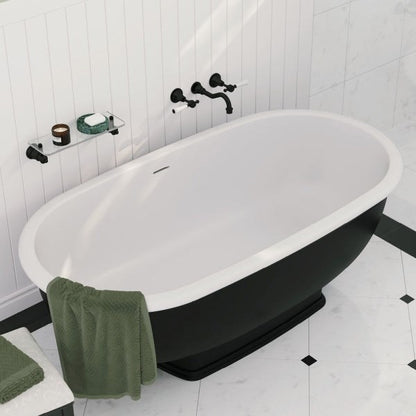 WASHINGTON Matte Black Stone Bath 1560 x 810 x 545 mm with Overflow