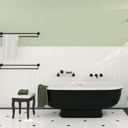 WASHINGTON Matte Black Stone Bath 1560 x 810 x 545 mm with Overflow