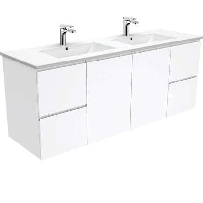 DOLCE Ceramic 1500 Wall Hung Fingerpull Cab Double Bowl 1TH