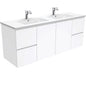 DOLCE Ceramic 1500 Wall Hung Fingerpull Cab Double Bowl 1TH