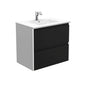 DOLCE AMATO 750 Matte Black Vanity with Matte White Panels Wall Hung 1TH