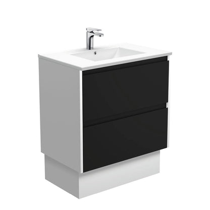 DOLCE AMATO 750 Matte Black Vanity with Matte White Panels and Kick 1TH