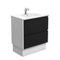 DOLCE AMATO 750 Matte Black Vanity with Matte White Panels and Kick 1TH