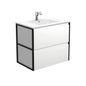 DOLCE AMATO 750 Matte White Vanity with Matte Black Frames Wall Hung 1TH