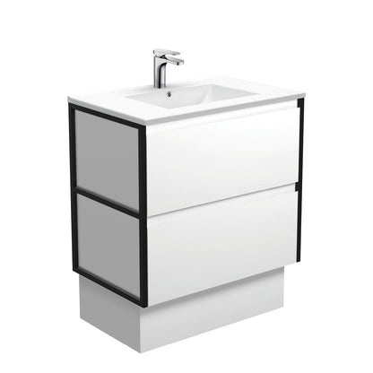 DOLCE AMATO 750 Matte White Vanity with Matte Black Frames and Kick 1TH