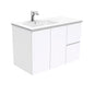 DOLCE 900 Left Offset Basin FINGERPULL Gloss White Wall Hung Vanity 1TH
