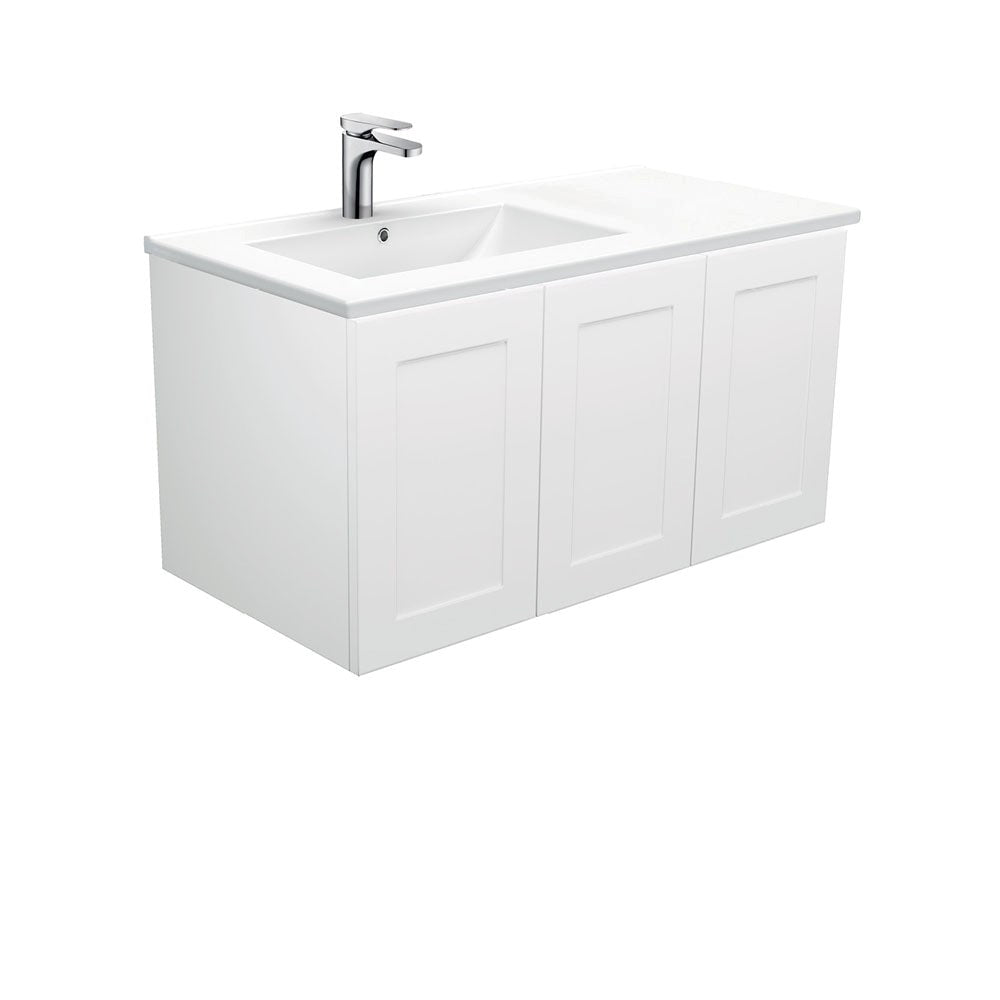 DOLCE 900 Left Offset Basin MILA SHAKERCAB Wall Hung Vanity 1TH