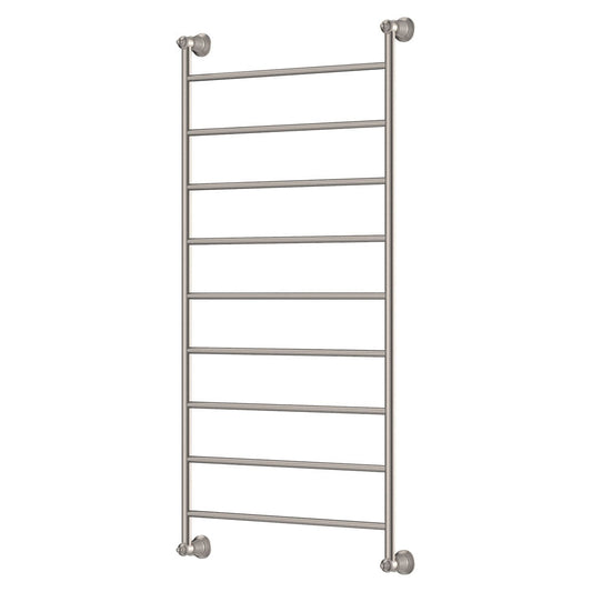 LILLIAN Heated Towel Rail 60120 Brushed Nickel (9 Bars) 600x1208x95mm