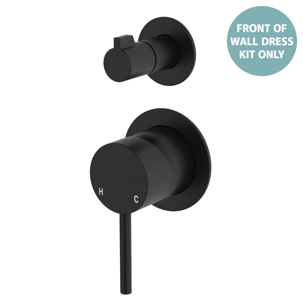 Kaya Wall Diverter Mixer Dress Kit, Small Round Plates, Matte Black