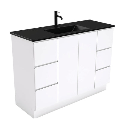 DOLCE Matte Black 1200 FINGERPULL Gloss White Vanity on Kick 1TH