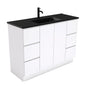 DOLCE Matte Black 1200 FINGERPULL Gloss White Vanity on Kick 1TH