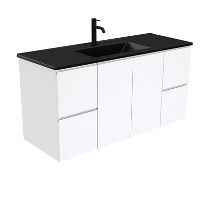DOLCE Matte Black 1200 FINGERPULL Gloss White Vanity Wall Hung 1TH