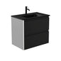 DOLCE MB AMATO 750 Matte Black Vanity with Matte White Panels Wall Hung 1TH
