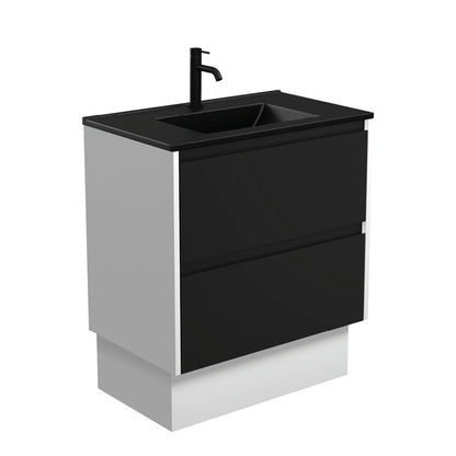 DOLCE MB AMATO 750 Matte Black Vanity with Matte White Panels and Kick 1TH