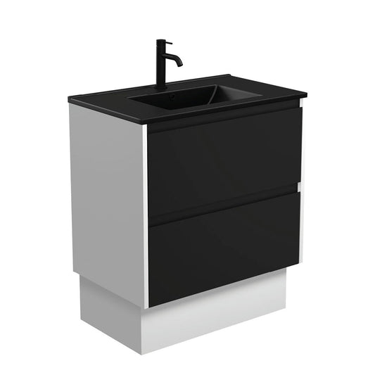 DOLCE MB AMATO 750 Matte Black Vanity with Matte White Panels and Kick 1TH