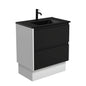DOLCE MB AMATO 750 Matte Black Vanity with Matte White Panels and Kick 1TH