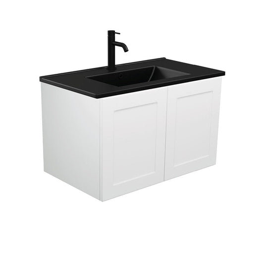 DOLCE Matte Black 750 MILA SHAKERCAB Vanity Wall Hung Left Drawers 1TH
