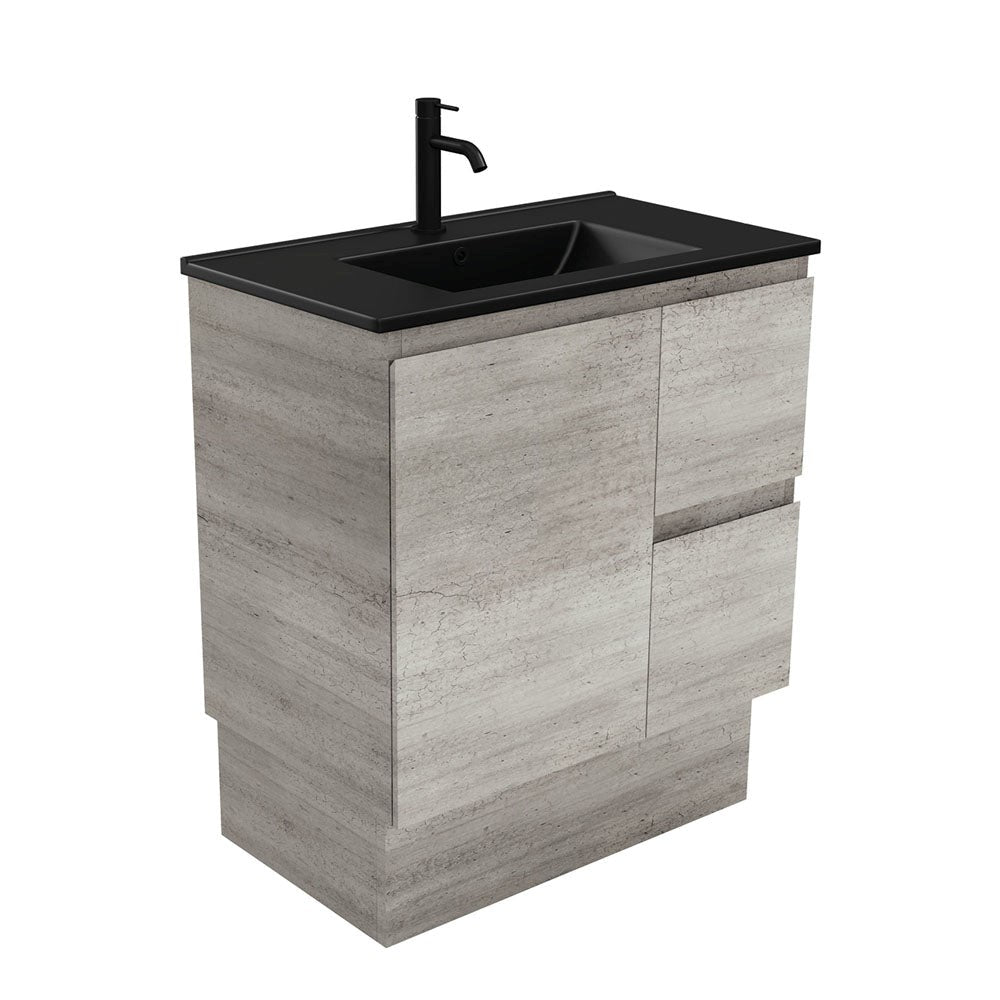 DOLCE Matte Black 750 EDGE INDUSTRIAL Vanity on Kick Right Drawers 1TH