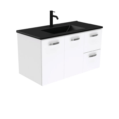 DOLCE Matte Black 900 UNICAB Vanity Wall Hung Left Drawers 1TH
