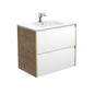 DOLCE AMATO 750 Matte White Vanity with SCANDI OAK Panels Wall Hung 1TH