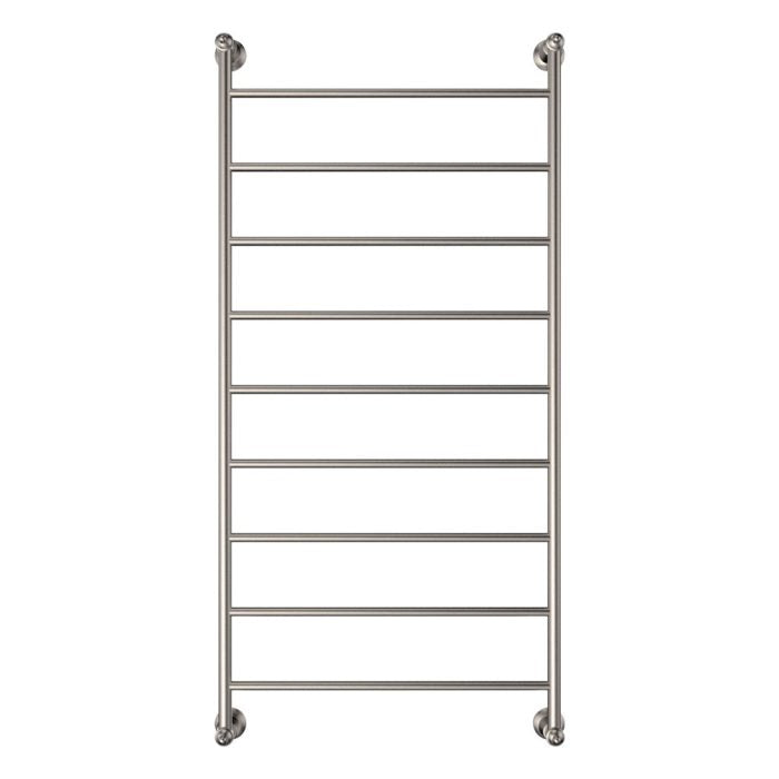 LILLIAN Heated Towel Rail 60120 Brushed Nickel (9 Bars) 600x1208x95mm