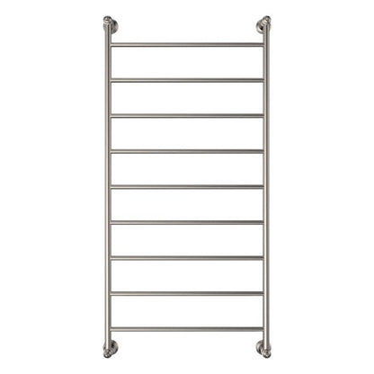 LILLIAN Heated Towel Rail 60120 Brushed Nickel (9 Bars) 600x1208x95mm