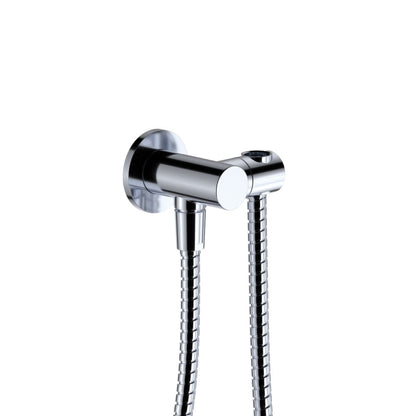 Universal Hand Shower Bracket & Hose, Round Plate, Chrome
