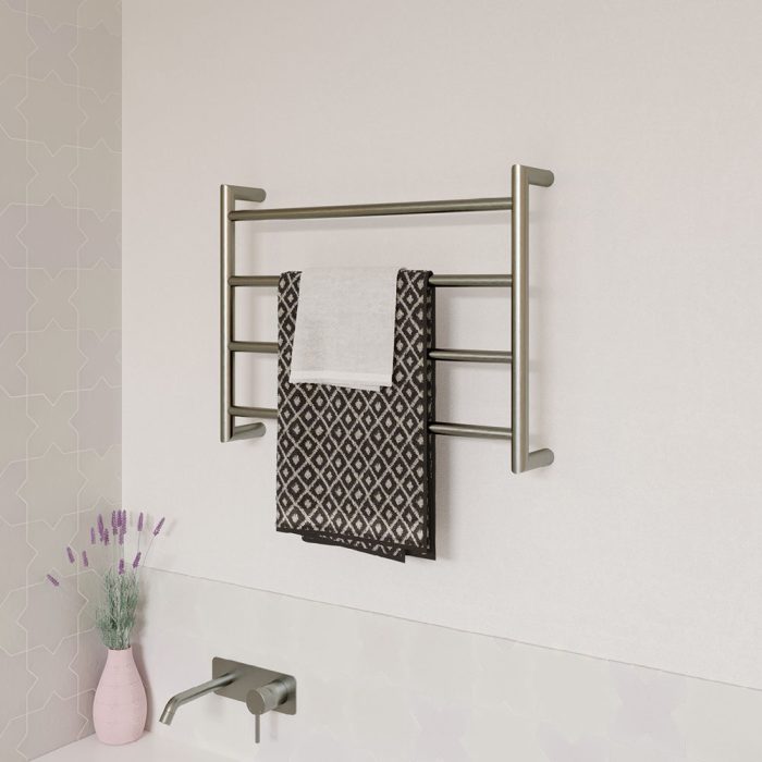 KAYA Round Heated Towel 6045 Brushed Nickel (4 Bars) 600x450x100mm