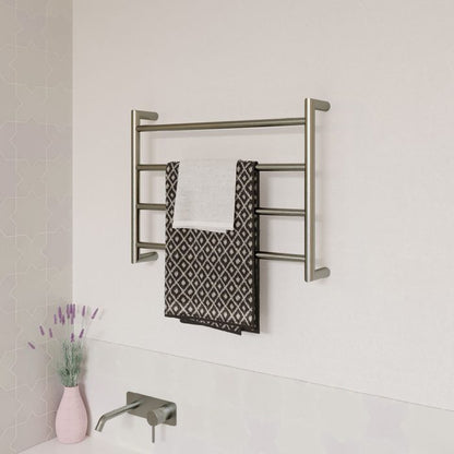 KAYA Round Heated Towel 6045 Brushed Nickel (4 Bars) 600x450x100mm