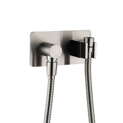 Soft Square Hand Shower Bracket with Hose Brushed Nickel