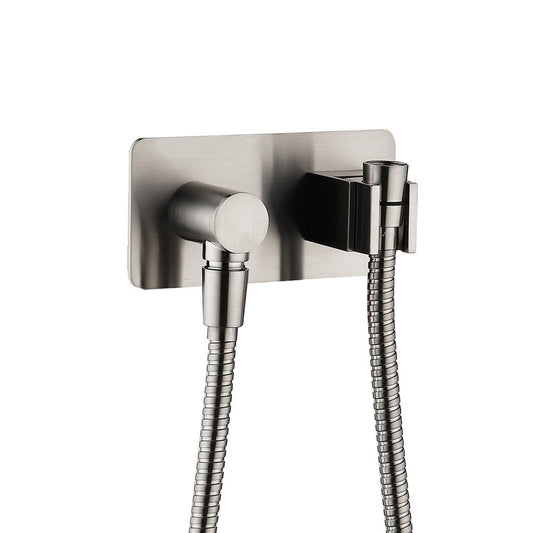 Soft Square Hand Shower Bracket with Hose Brushed Nickel