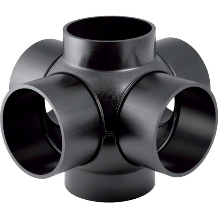 Geberit HDPE quadruple branchball 88.5 deg, connections 90 deg offset